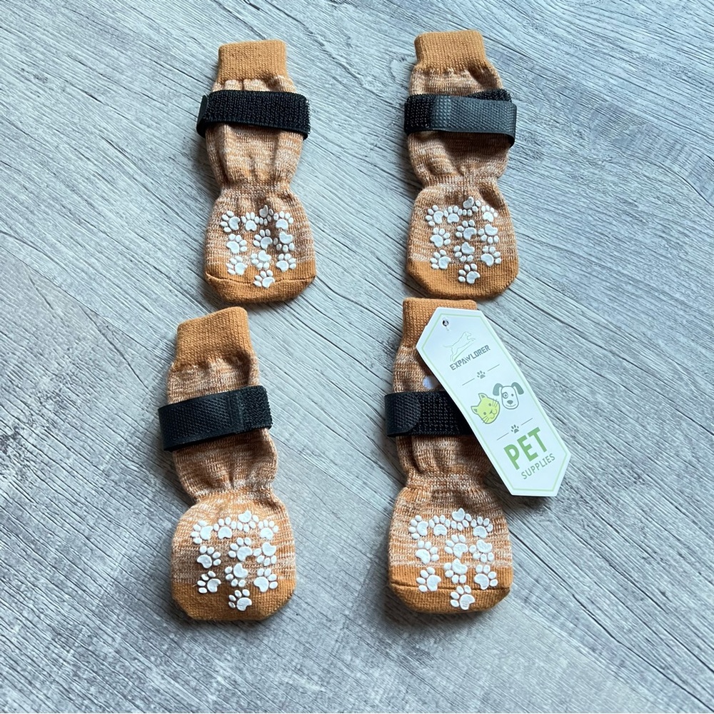 Expawlorer Double Side Puppy Dog Paw Protection Hardwood Socks Slippers